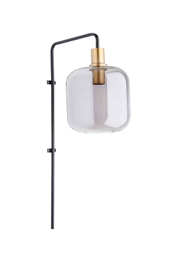 Wandlamp 35x21x70cm Lekar Antique Brons Smoked Glas