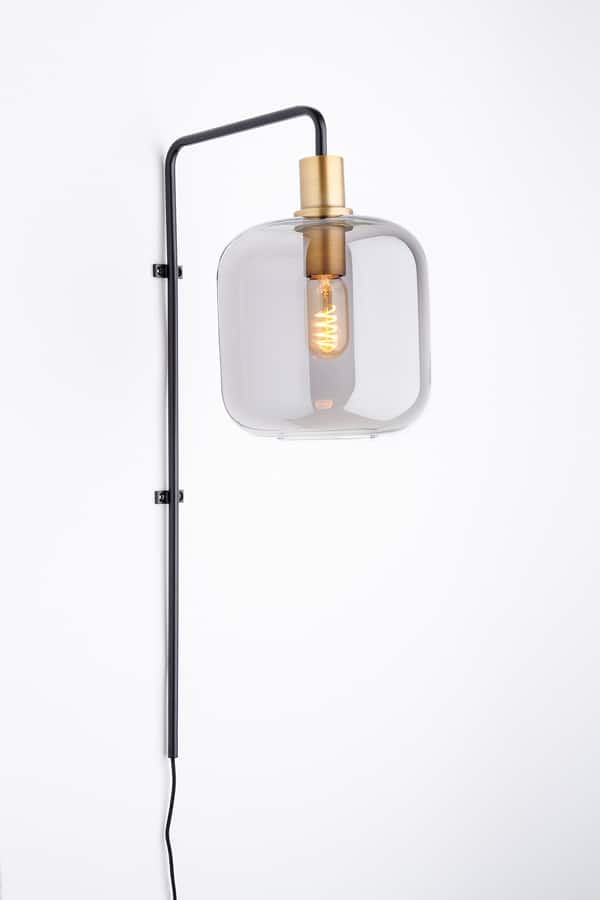 Wandlamp 35x21x70cm Lekar Antique Brons Smoked Glas