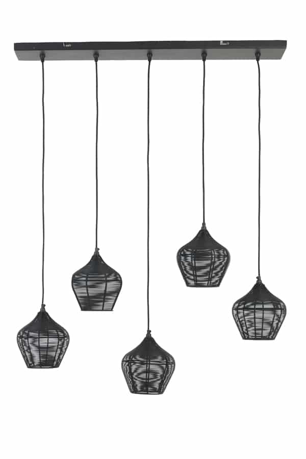 Hanglamp 5l 100x20x122 Cm Alvaro Matt Black