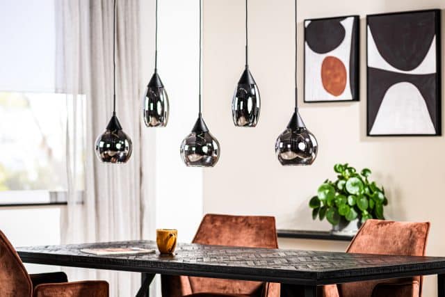 Hanglamp 5 Lichts H340 Smoke Glas