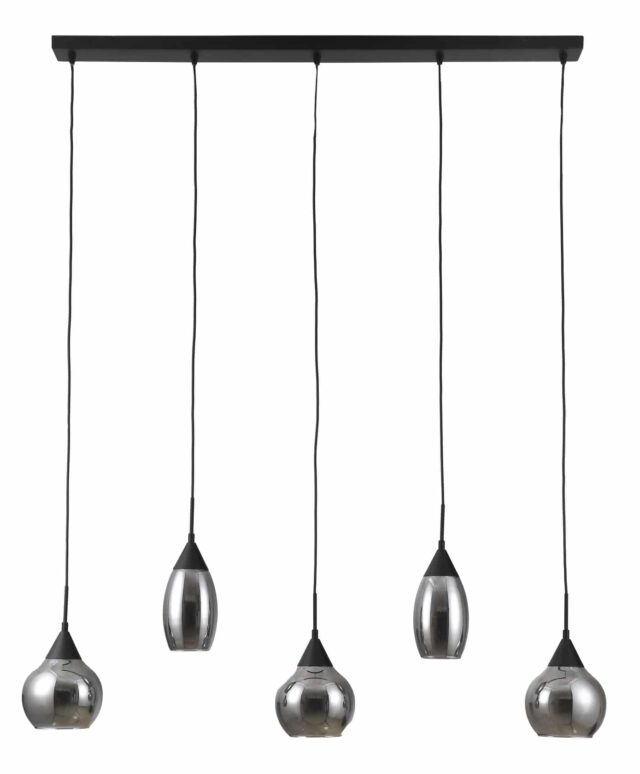 Hanglamp 1101 8211 Smoked Glas 8211 5 Lichts 8211 H340 Smoked Glas