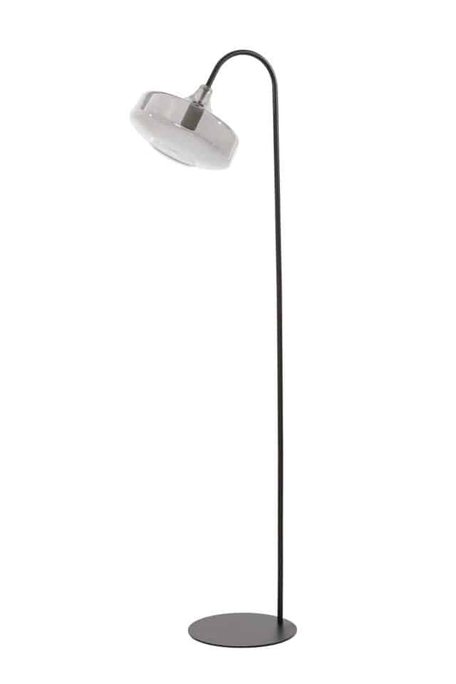 Floor Lamp 45 215 29 5 215 160 Cm Solna Matt Black Smoked Glass