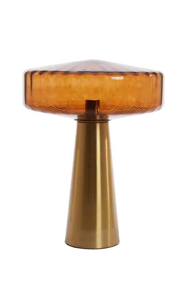 Table Lamp 40 215 53 Cm Pleat Glass Brown Gold