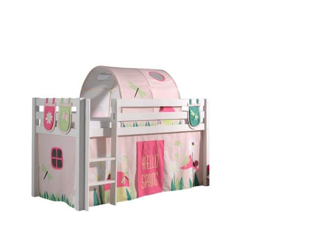 Deze Pino Combinatie Bestaat Uit Een Witte Pino Hoogslaper Een Speelgordijn Spring 3 Zakjes Spring En Een Tunnel Spring