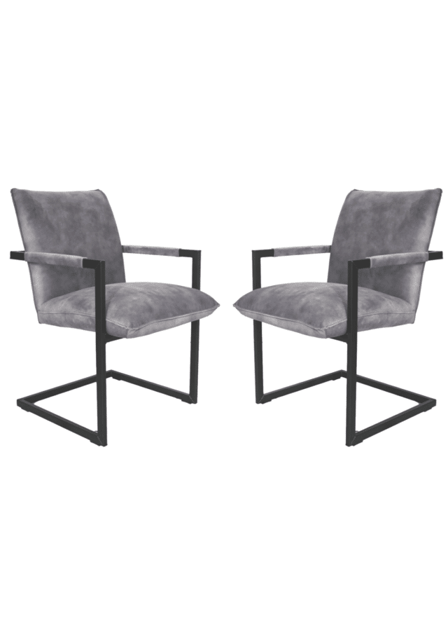Hsm Collection Eetkamerstoel Boston S 2 56x68x89 Dolfijn Grijs Zwart Stof Metaal