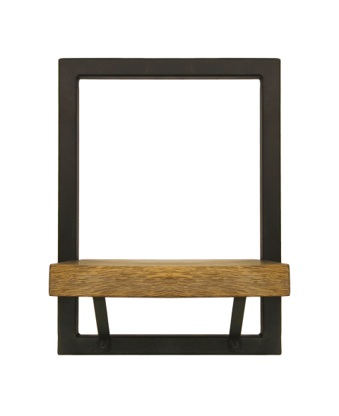 Hsm Collection Wandplank Levels 25x22x32 Naturel Zwart Mango Metaal