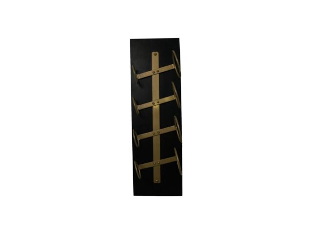 Hsm Collection Hangend Wijnrek 4 Flessen 20x13x65 Zwart Goud Mango Metaal