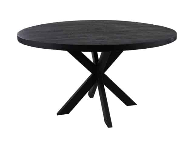 Hsm Collection Ronde Eettafel Melbourne 130x130x76 Zwart Mango Metaal