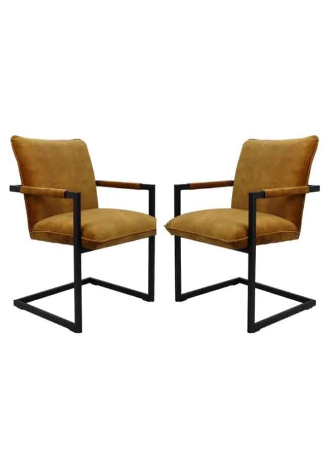 Hsm Collection Eetkamerstoel Boston S 2 56x68x89 Goud Zwart Stof Metaal