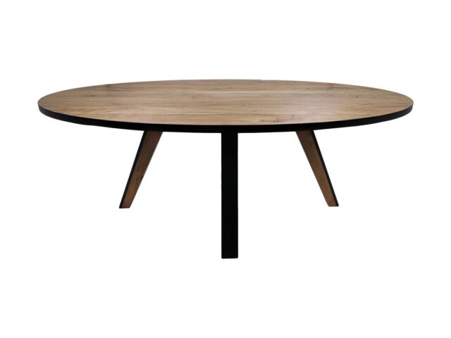 Hsm Collection Ovale Eettafel Milano 220x110x76 Naturel Zwart Acacia Metaal