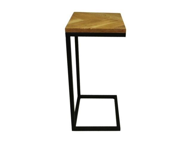 Hsm Collection Read Bijzettafel Fishbone 8211 38x30x65 8211 Naturel Zwart 8211 Eiken Metaal