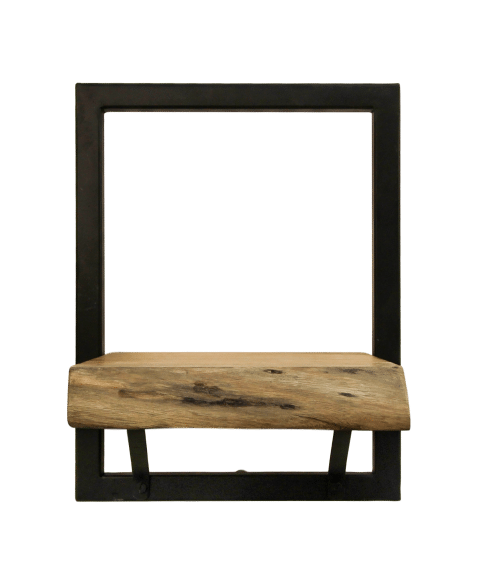 Hsm Collection Wandplank Levels Live Edge 25x22x32 Naturel Zwart Acacia Metaal