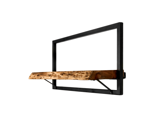 Hsm Collection Wandplank Levels Live Edge 56x22x32 Naturel Zwart Acacia Metaal