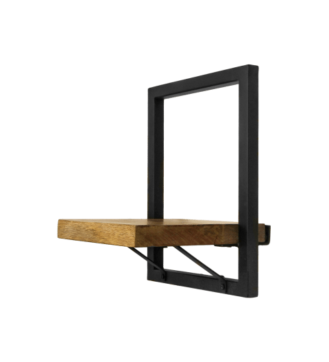 Hsm Collection Wandplank Levels 25x22x32 Naturel Zwart Mango Metaal