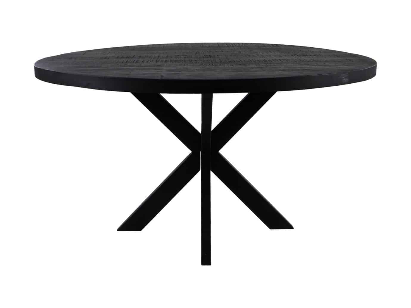 Hsm Collection Ronde Eettafel Melbourne 130x130x76 Zwart Mango Metaal