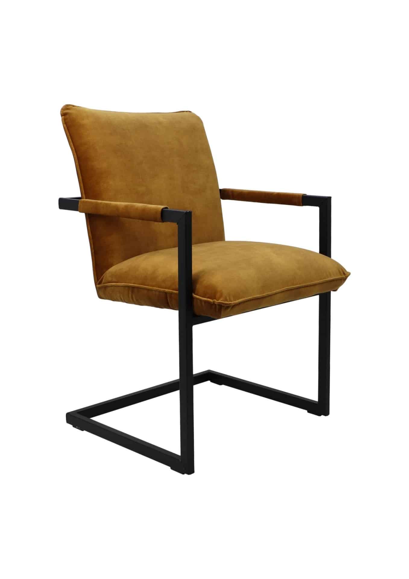 Hsm Collection Eetkamerstoel Boston S 2 56x68x89 Goud Zwart Stof Metaal