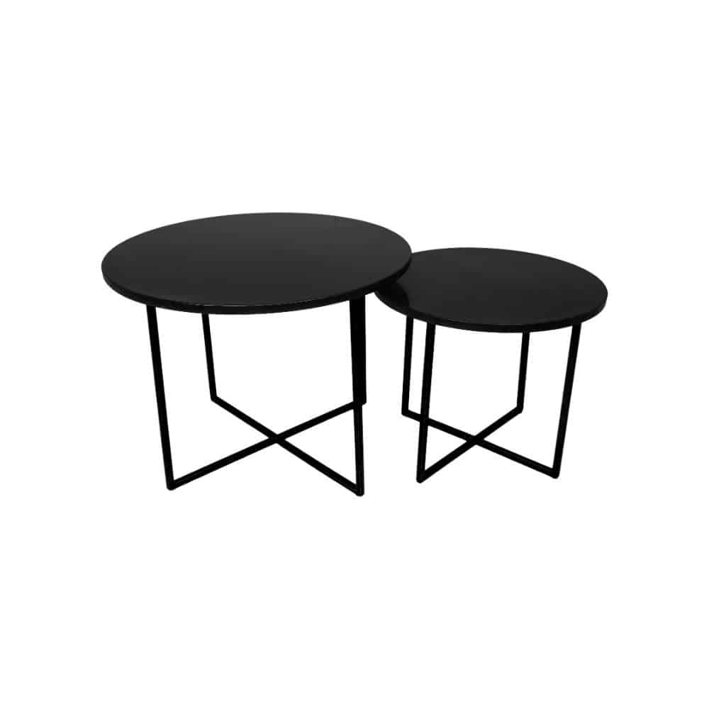 Hsm Collection Ronde Bijzettafel S 2 61 215 45 46 215 39 Zwart Marmer Metaal