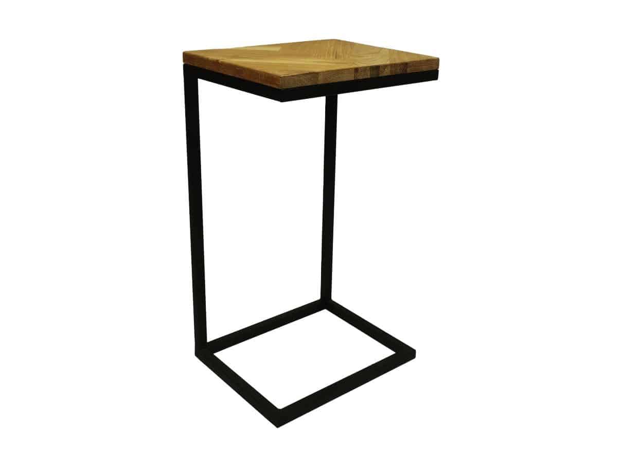 Hsm Collection Read Bijzettafel Fishbone 8211 38x30x65 8211 Naturel Zwart 8211 Eiken Metaal