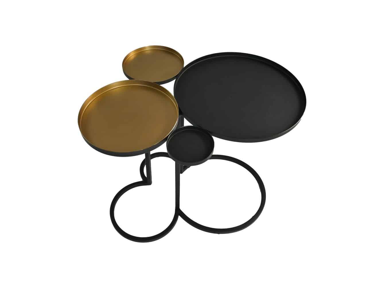 Hsm Collection Bijzettafel 4 Plateaus 61x53x50 Zwart Goud Metaal