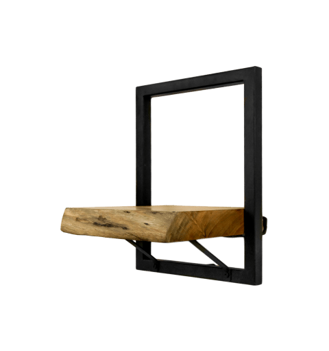 Hsm Collection Wandplank Levels Live Edge 25x22x32 Naturel Zwart Acacia Metaal