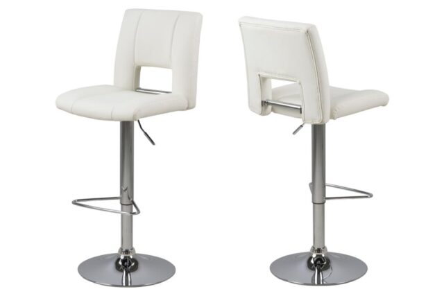 Barkruk Sylvia 8211 Wit Pu 8211 Chroom Minimale Bestelling 2 Stuks