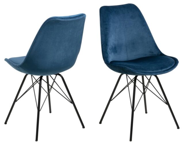 Eetkamerstoel Eris 8211 Stof Vic Marineblauw 8211 Zwart Metaal Minimale Bestelling 2 Stuks