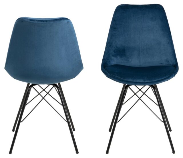 Eetkamerstoel Eris 8211 Stof Vic Marineblauw 8211 Zwart Metaal Minimale Bestelling 2 Stuks