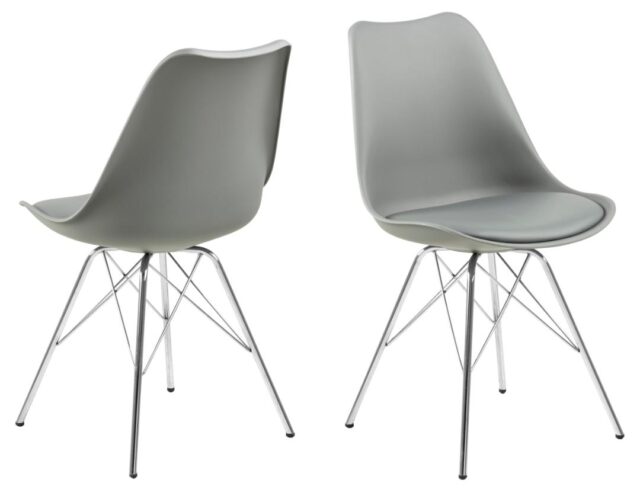 Eetkamerstoel Eris 8211 Pu Grijs 8211 Metaal Grijs Minimale Bestelling 4 Stuks