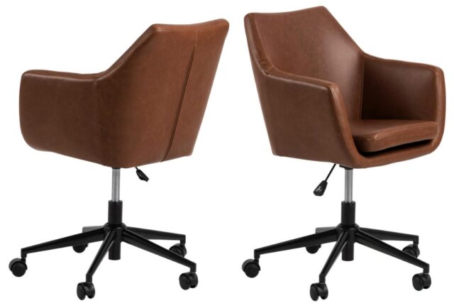 Bureaustoel Nora 8211 Met Armleuningen 8211 Vintage Pu Bekleding In Brandy
