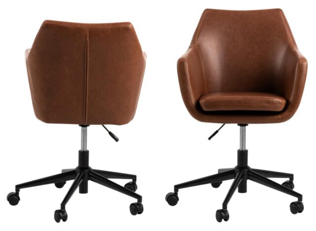 Bureaustoel Nora 8211 Met Armleuningen 8211 Vintage Pu Bekleding In Brandy