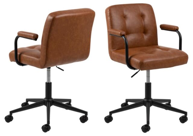 Bureaustoel Cosmo 8211 Met Armleuningen 8211 Pu Retro Brandy