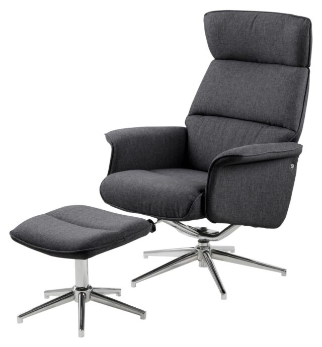 Relaxfauteuil Alura 8211 Met Voetenbankje 8211 Stof Donkergrijs
