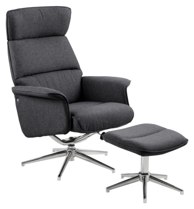 Relaxfauteuil Alura 8211 Met Voetenbankje 8211 Stof Donkergrijs