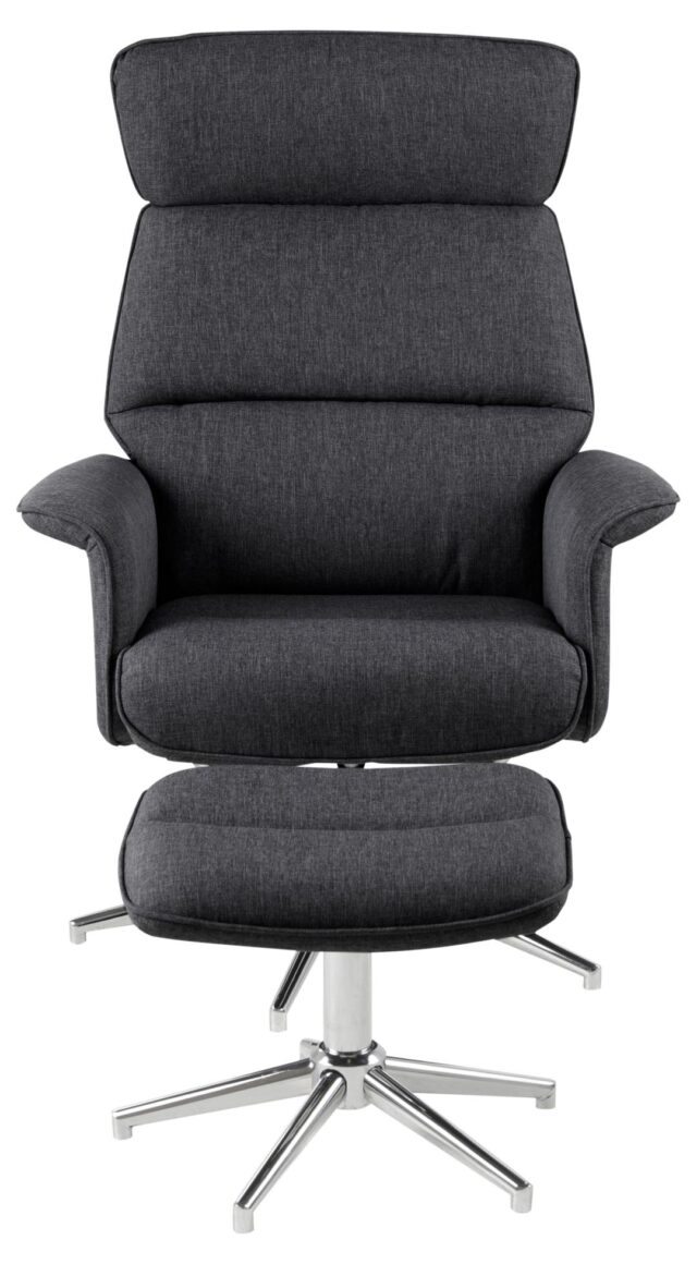 Relaxfauteuil Alura 8211 Met Voetenbankje 8211 Stof Donkergrijs