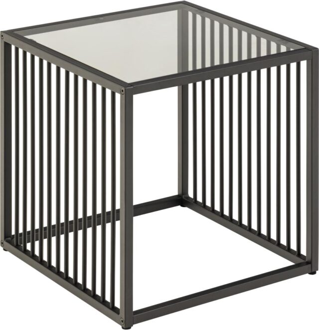 Bijzettafel Strington 8211 Gerookt Glas 8211 Zwart Metaal