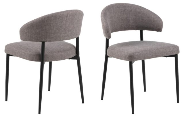 Eetkamerstoel Edina 8211 Stof Basel Lichtgrijs Bruin 8211 Zwart Metaal Minimale Bestelling 2 Stuks