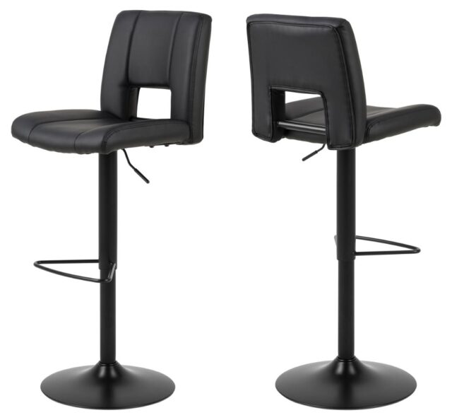 Barkruk Sylvia 8211 Pu Zwart 8211 Zwart Staal Minimale Bestelling 2 Stuks