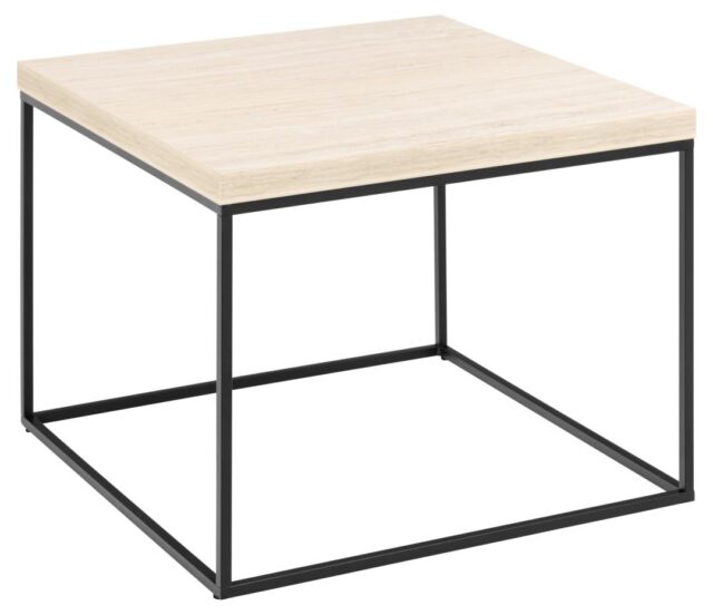 Salontafel Barossa 8211 Travertijn Look 8211 Zwart Metaal