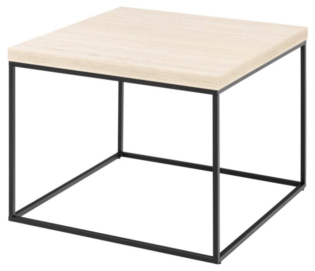 Salontafel Barossa 8211 Travertijn Look 8211 Zwart Metaal