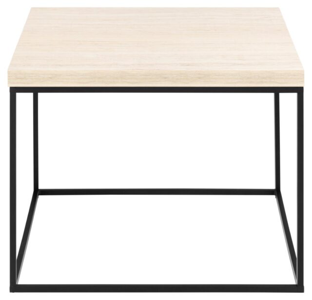 Salontafel Barossa 8211 Travertijn Look 8211 Zwart Metaal
