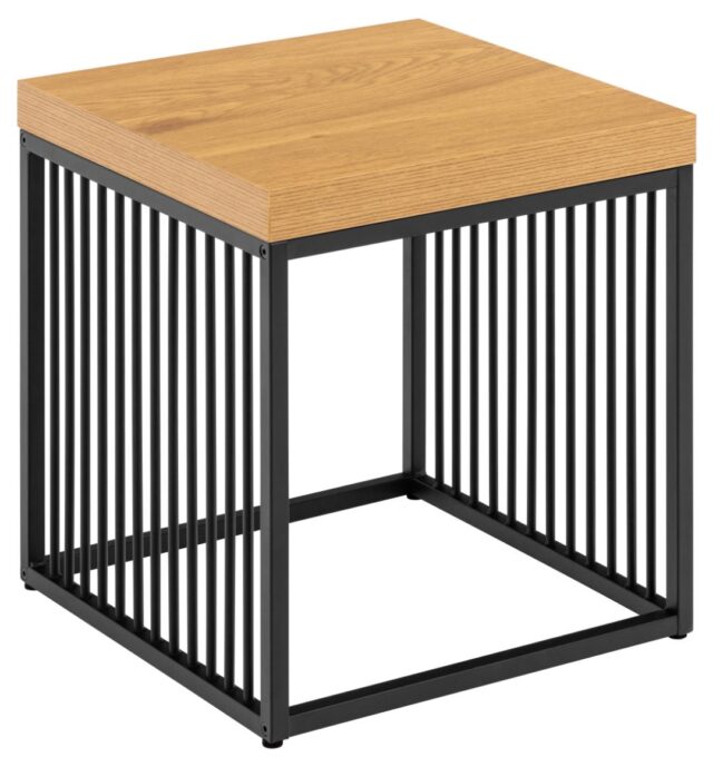 Bijzettafel Strington 8211 Wild Eiken Melamine 8211 Zwart Metaal