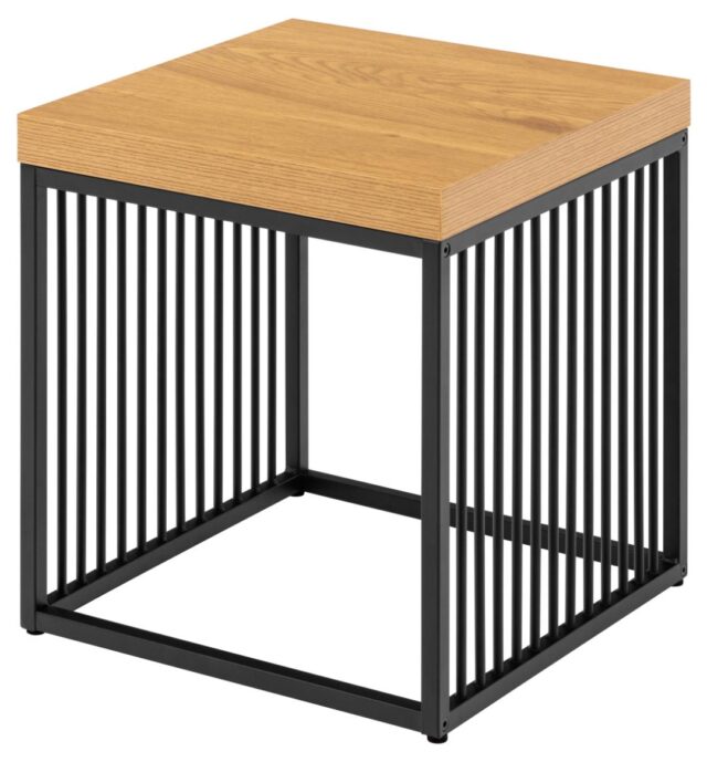 Bijzettafel Strington 8211 Wild Eiken Melamine 8211 Zwart Metaal