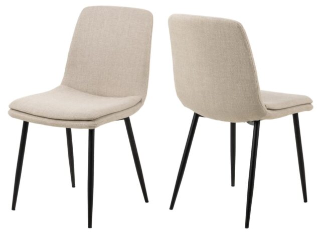 Eetkamerstoel Becca 8211 Stof Basel Beige 8211 Zwart Metaal Minimale Bestelling 4 Stuks