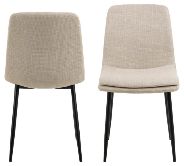 Eetkamerstoel Becca 8211 Stof Basel Beige 8211 Zwart Metaal Minimale Bestelling 4 Stuks