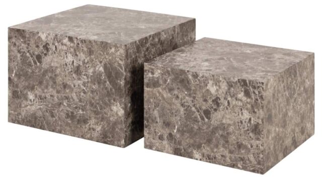 Salontafel Set Dobbelstenen 8211 Lichtbruin Emperador Ruw Papieren Blad