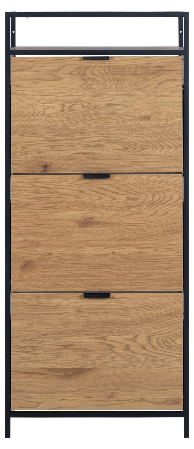 Schoenenkast Seaford 8211 Ruw Eikenpapier Zwart Metaal