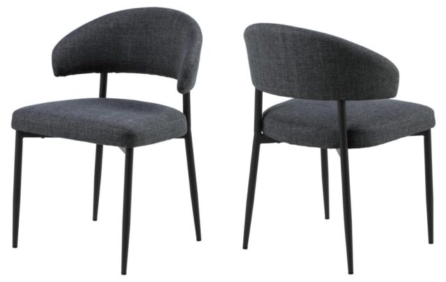 Eetkamerstoel Edina 8211 Stof Basel Donkergrijs 8211 Zwart Metaal Minimale Bestelling 2 Stuks