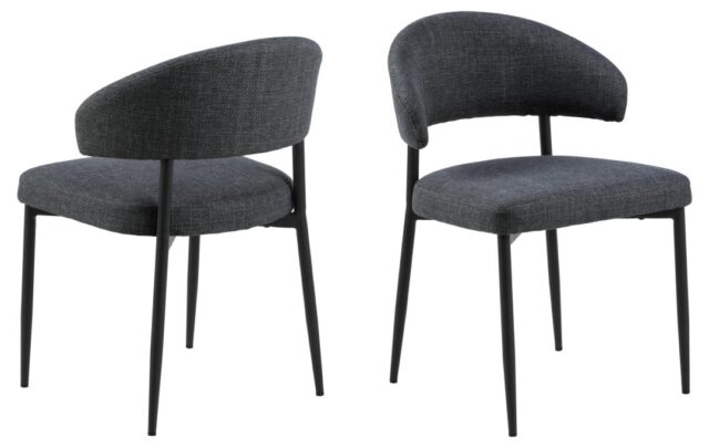 Eetkamerstoel Edina 8211 Stof Basel Donkergrijs 8211 Zwart Metaal Minimale Bestelling 2 Stuks