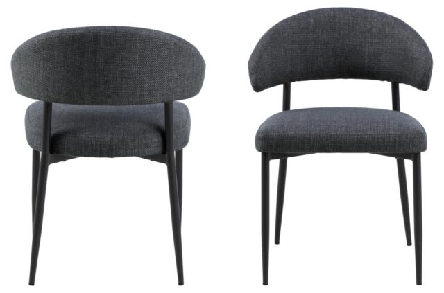 Eetkamerstoel Edina 8211 Stof Basel Donkergrijs 8211 Zwart Metaal Minimale Bestelling 2 Stuks