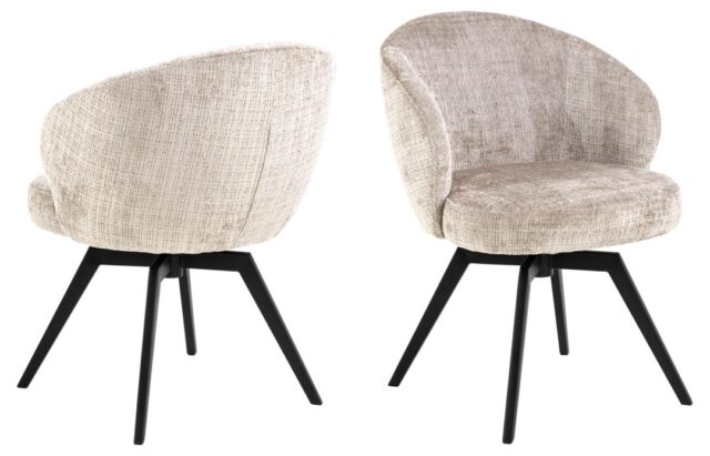 Eetkamerstoel Darlene 8211 Stof Juto Beige 8211 Zwart Metaal